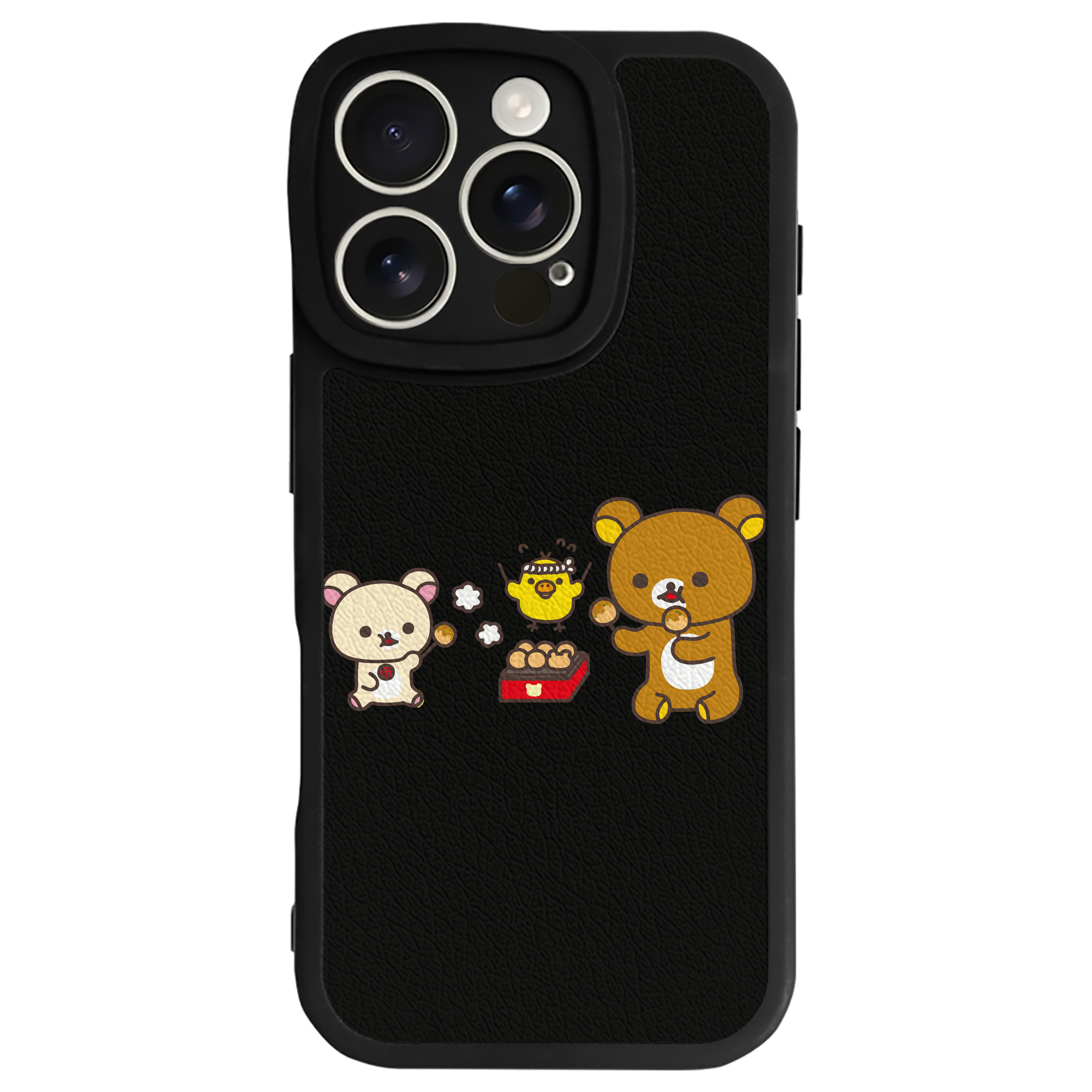 （画像用） リラックマ リラックマ キイロイトリ Rilakkuma Korilakkuma Kiiroitori 【iPhone 16シリーズ対応】シリコンスマホケース（レザー調） 材質：シリコン